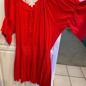 SMOCKED WAIST HALFWAY SLEEVE MINIDRESS